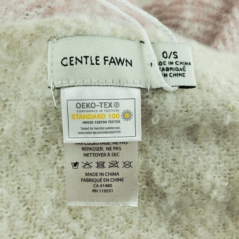 Gentle Fawn Huntington Fringed Scarf Pale Pink Off White Plaid Womens 65x15 NWT